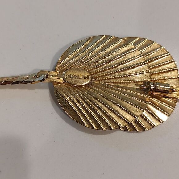 Parklane Herringbone Chain Fan Closure Front Clasp Necklace Vintage - Picture 5 of 7